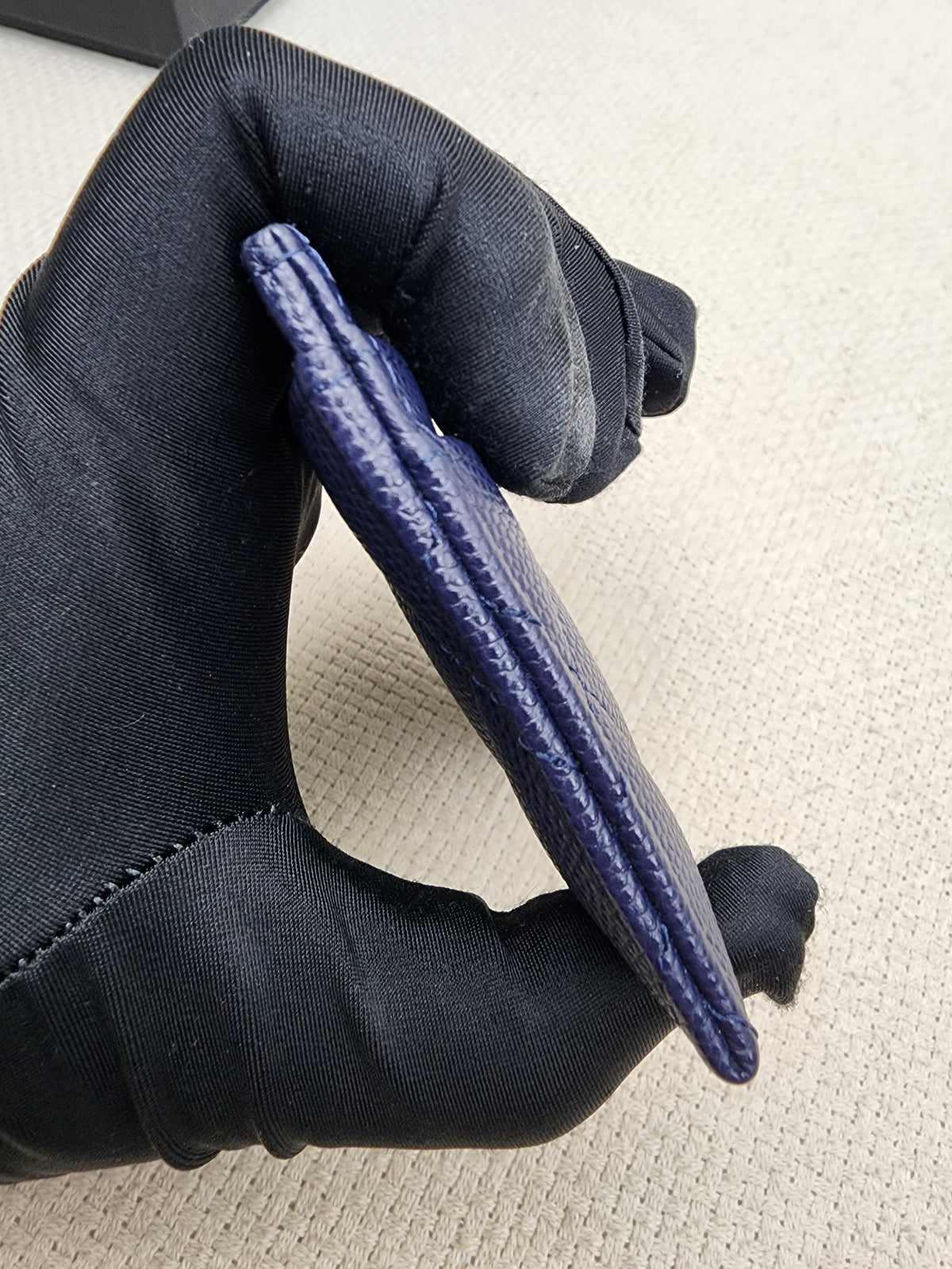 Chanel Navy Caviar Card Case (GHW)