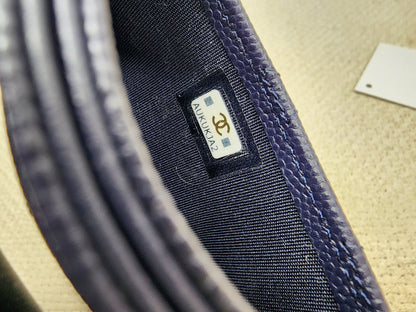 Chanel Navy Caviar Card Case (GHW)