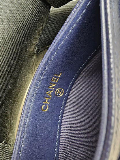 Chanel Navy Caviar Card Case (GHW)