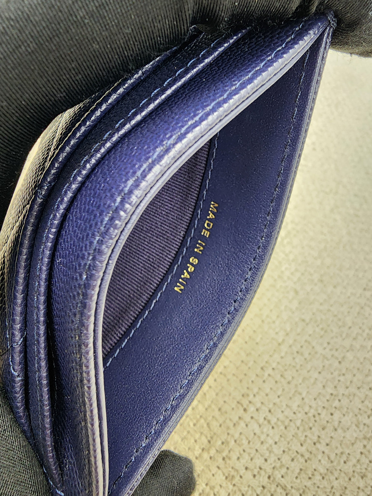 Chanel Navy Caviar Card Case (GHW)