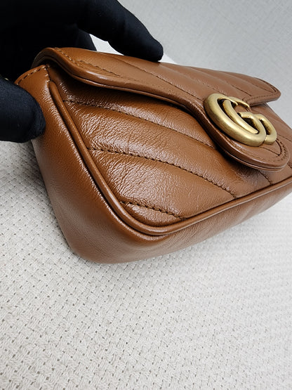 Gucci Brown Supermini Marmont (GHW)