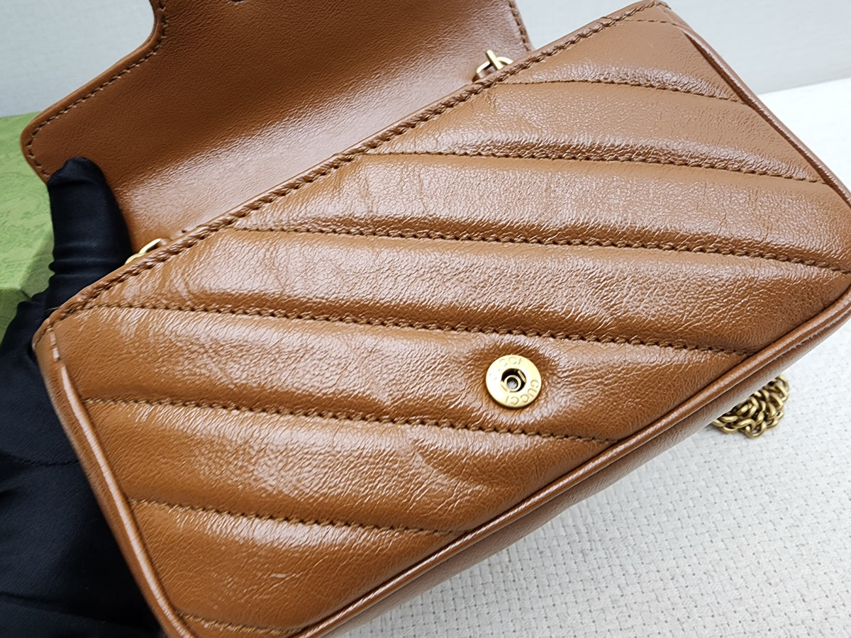 Gucci Brown Supermini Marmont (GHW)