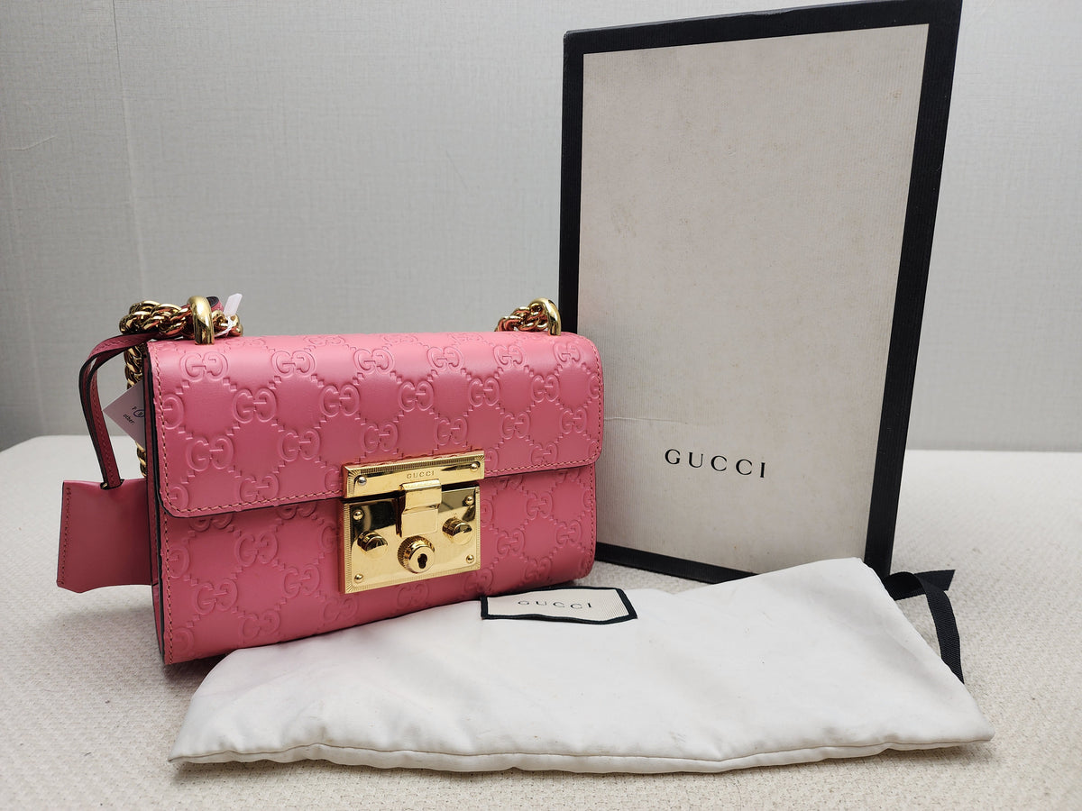 Gucci Pink Guccissima Small Padlock (GHW)
