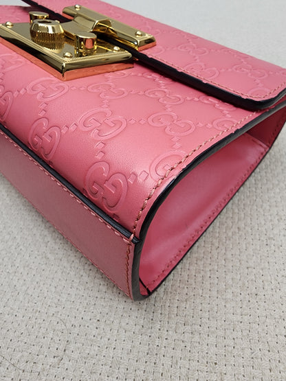 Gucci Pink Guccissima Small Padlock (GHW)