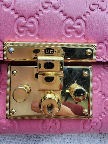 Gucci Pink Guccissima Small Padlock (GHW)