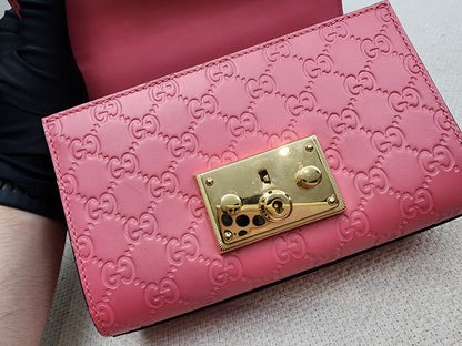 Gucci Pink Guccissima Small Padlock (GHW)
