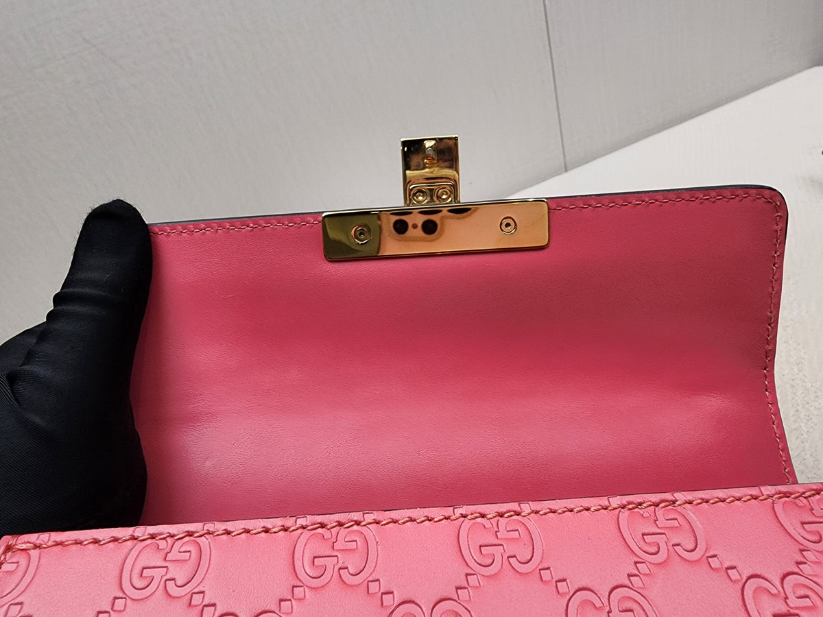Gucci Pink Guccissima Small Padlock (GHW)