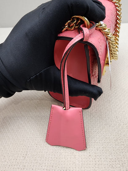 Gucci Pink Guccissima Small Padlock (GHW)