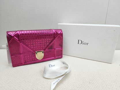 Dior Pink Metallic Calfskin Diorama WOC (GHW)