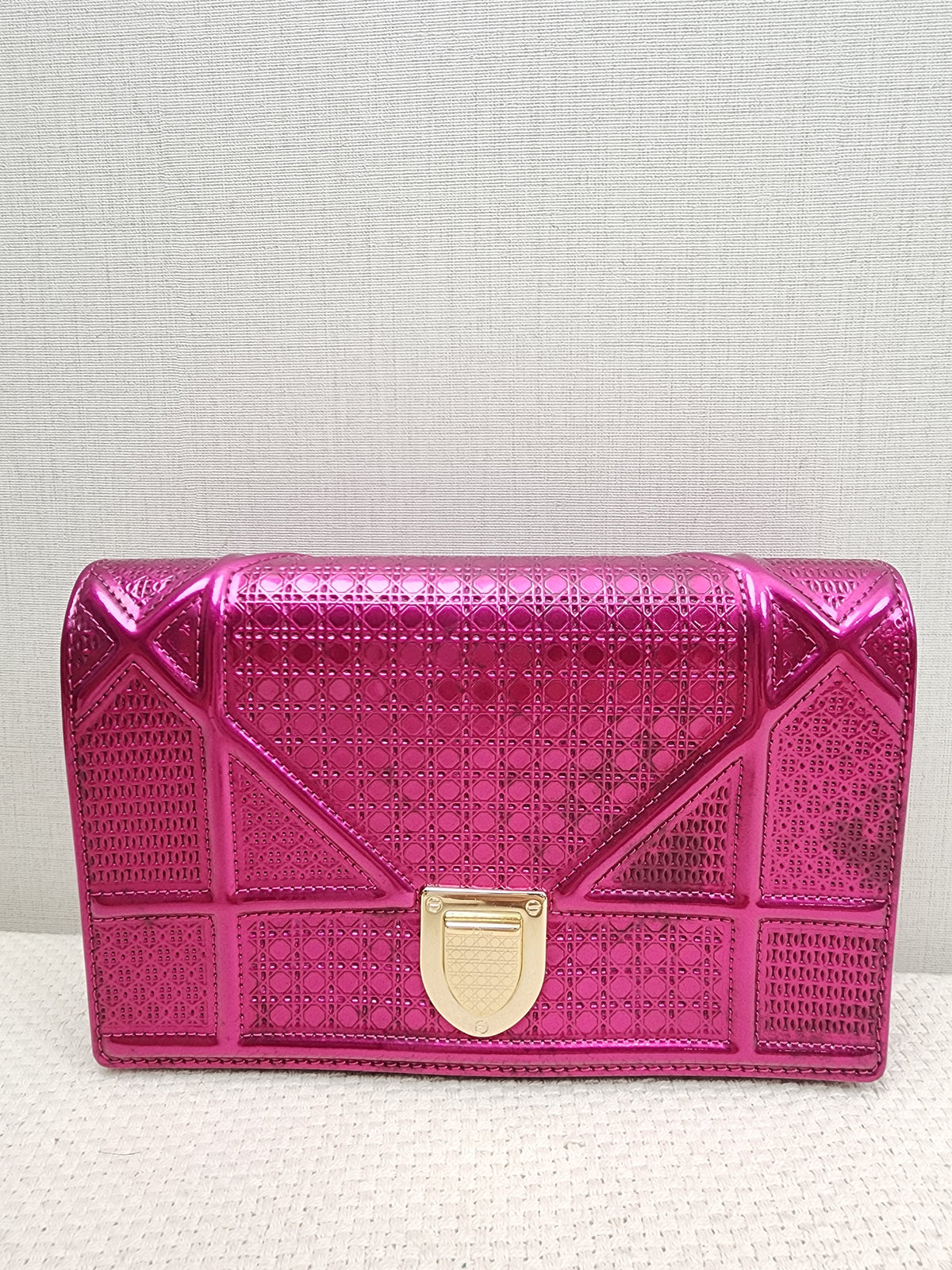Dior Pink Metallic Calfskin Diorama WOC (GHW)
