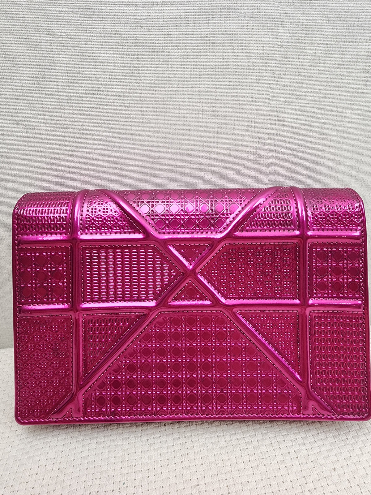 Dior Pink Metallic Calfskin Diorama WOC (GHW)