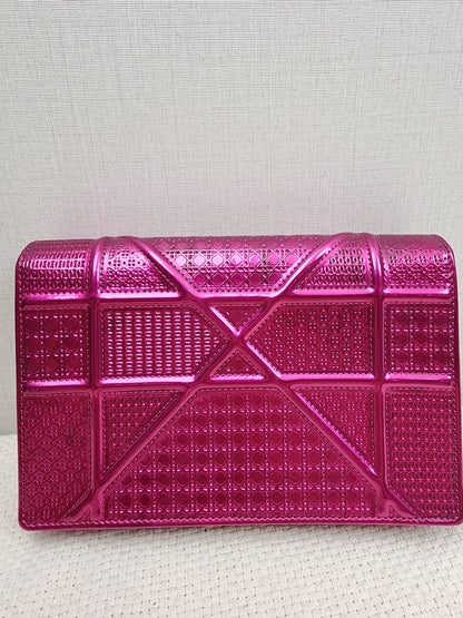 Dior Pink Metallic Calfskin Diorama WOC (GHW)
