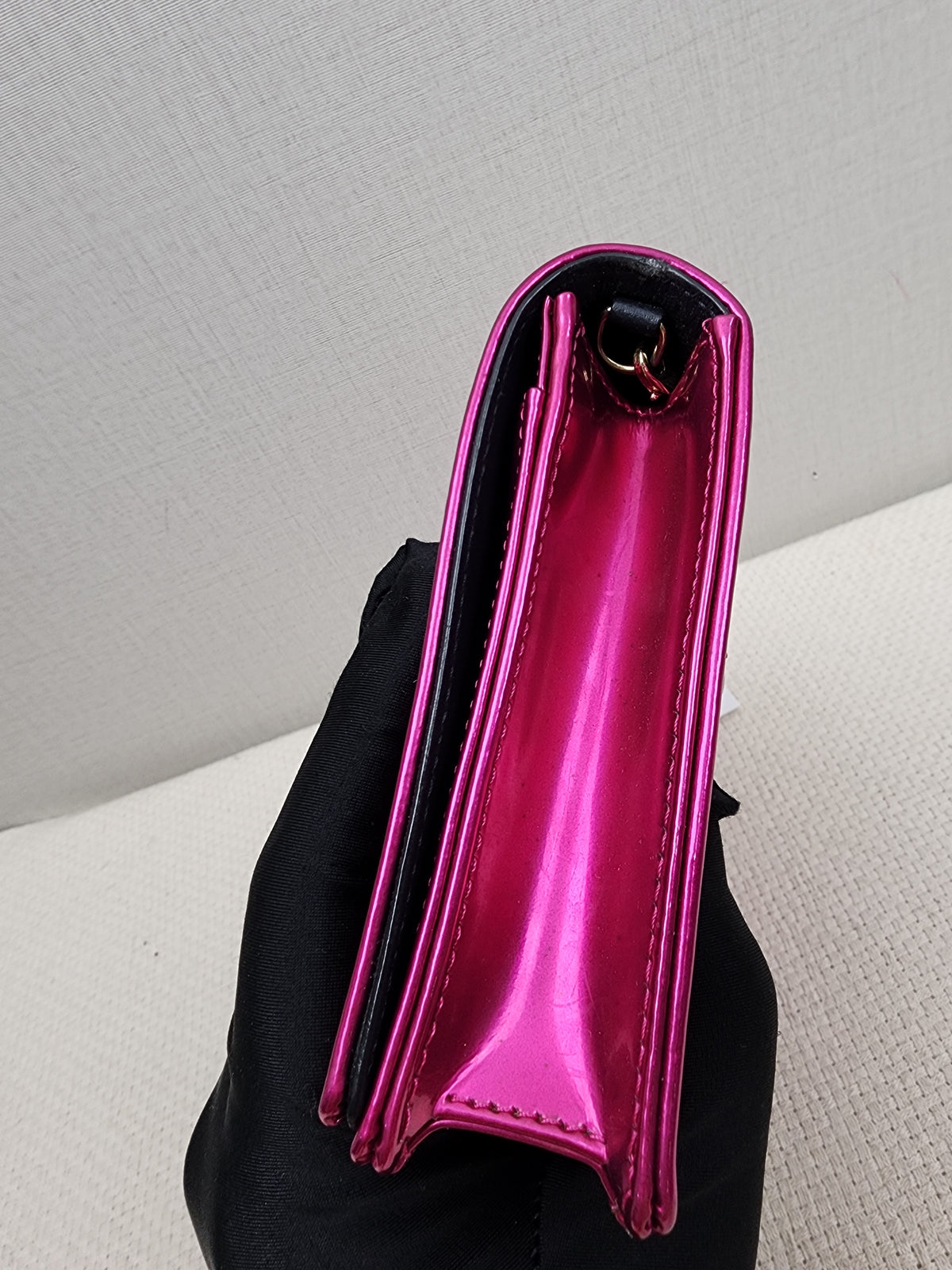 Dior Pink Metallic Calfskin Diorama WOC (GHW)