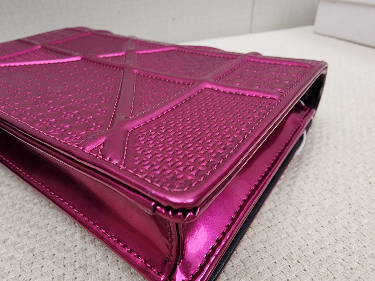 Dior Pink Metallic Calfskin Diorama WOC (GHW)