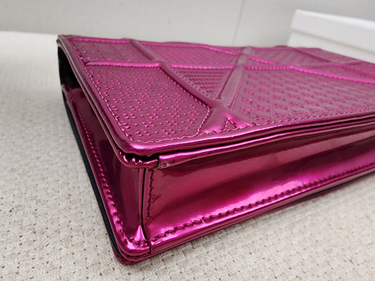 Dior Pink Metallic Calfskin Diorama WOC (GHW)