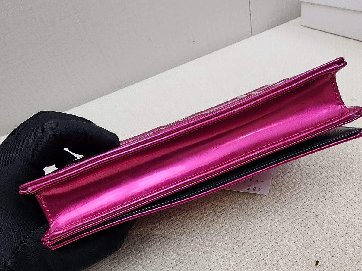 Dior Pink Metallic Calfskin Diorama WOC (GHW)