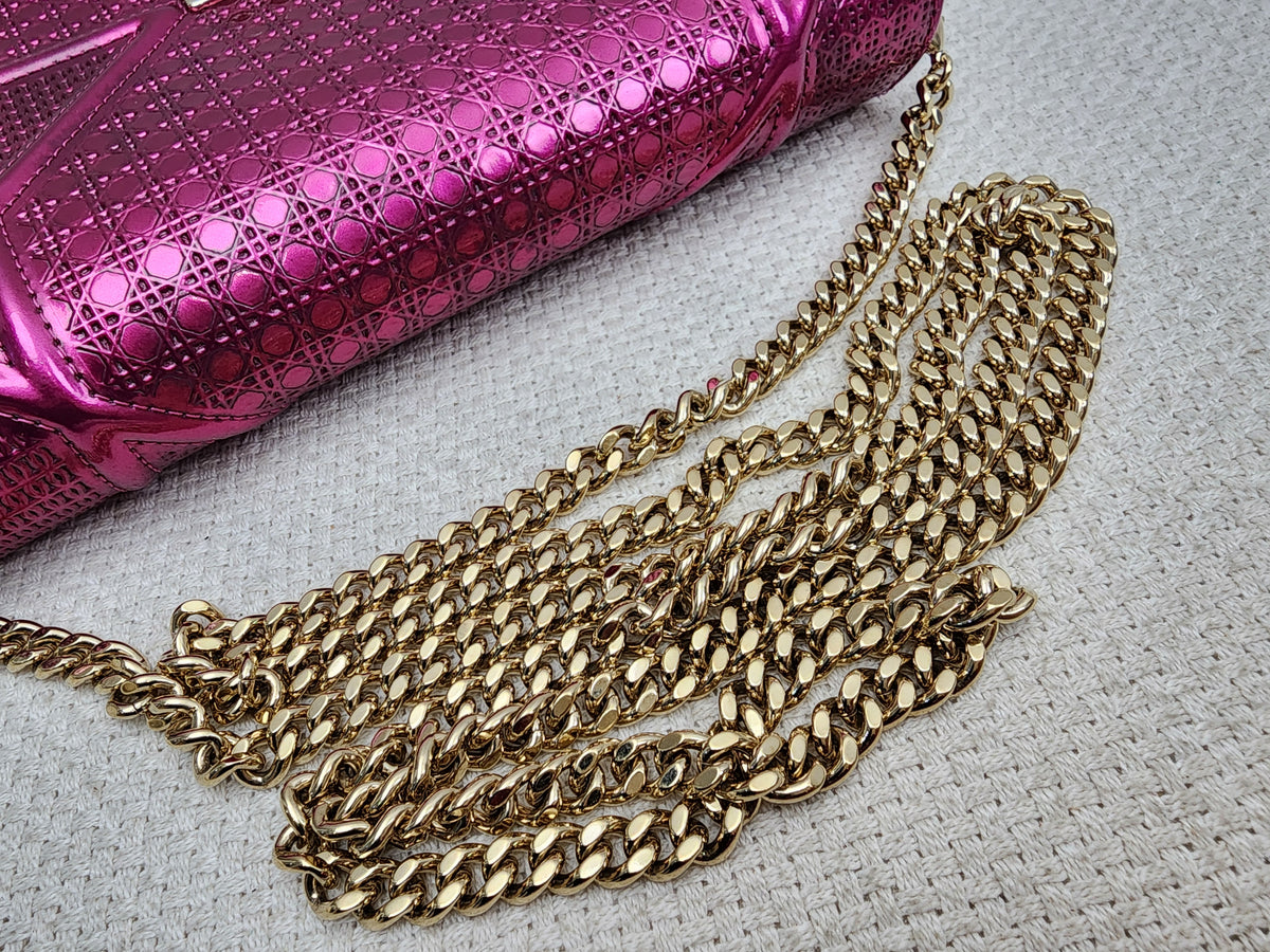 Dior Pink Metallic Calfskin Diorama WOC (GHW)