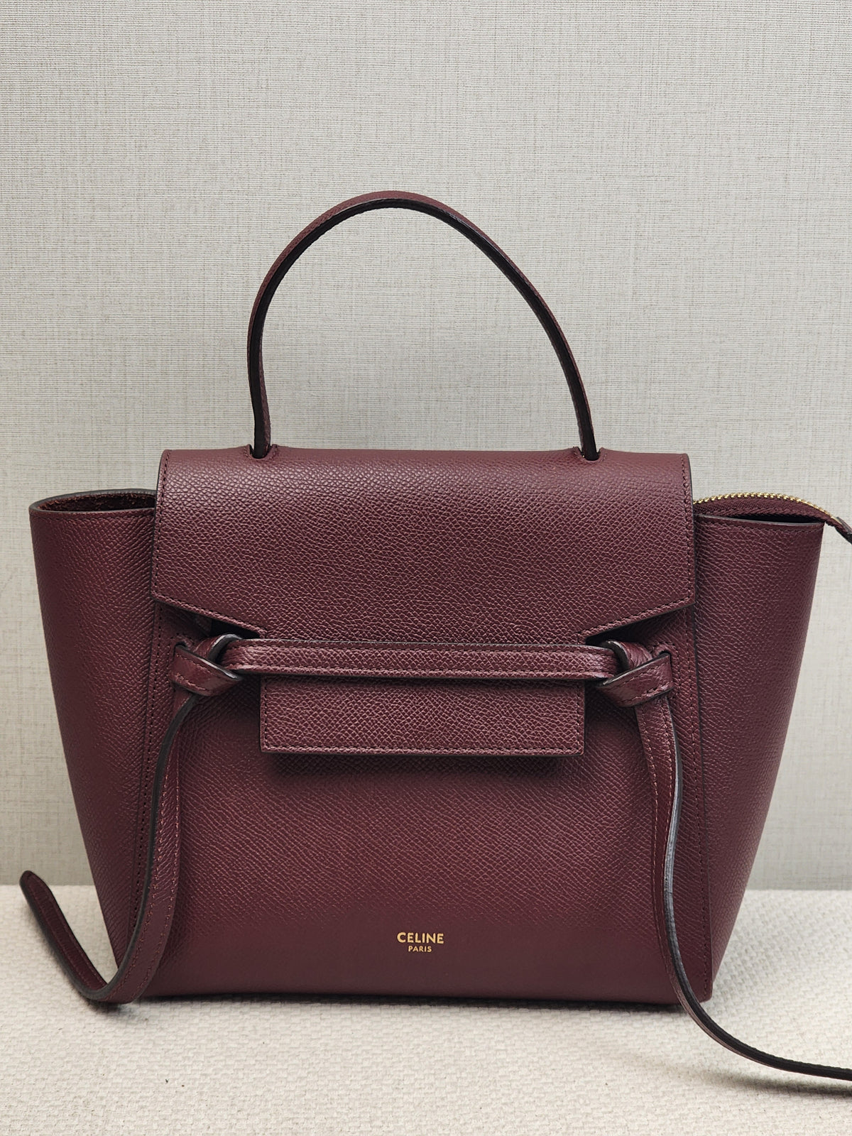 Celine Burgundy Calfskin Nano Belt Bag (GHW)