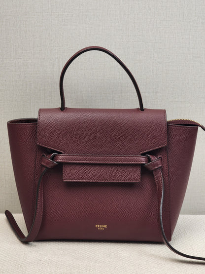 Celine Burgundy Calfskin Nano Belt Bag (GHW)