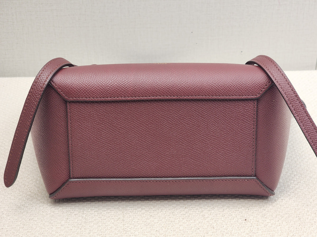 Celine Burgundy Calfskin Nano Belt Bag (GHW)