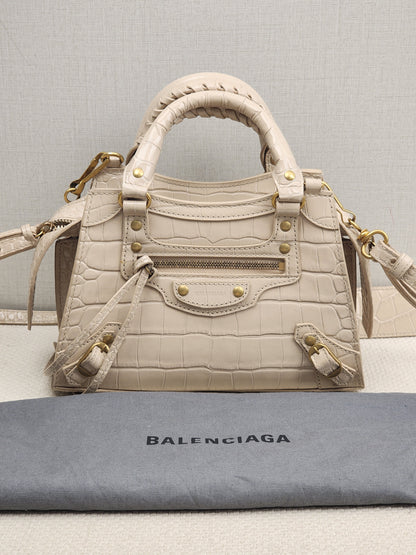 Balenciaga Nude Croc Embossed Neo Classic Mini City (GHW)