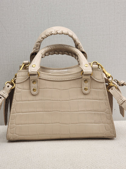 Balenciaga Nude Croc Embossed Neo Classic Mini City (GHW)