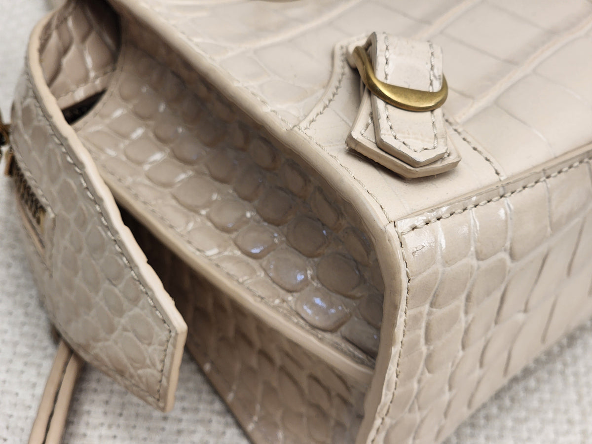 Balenciaga Nude Croc Embossed Neo Classic Mini City (GHW)