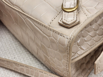Balenciaga Nude Croc Embossed Neo Classic Mini City (GHW)