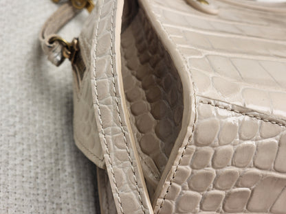 Balenciaga Nude Croc Embossed Neo Classic Mini City (GHW)