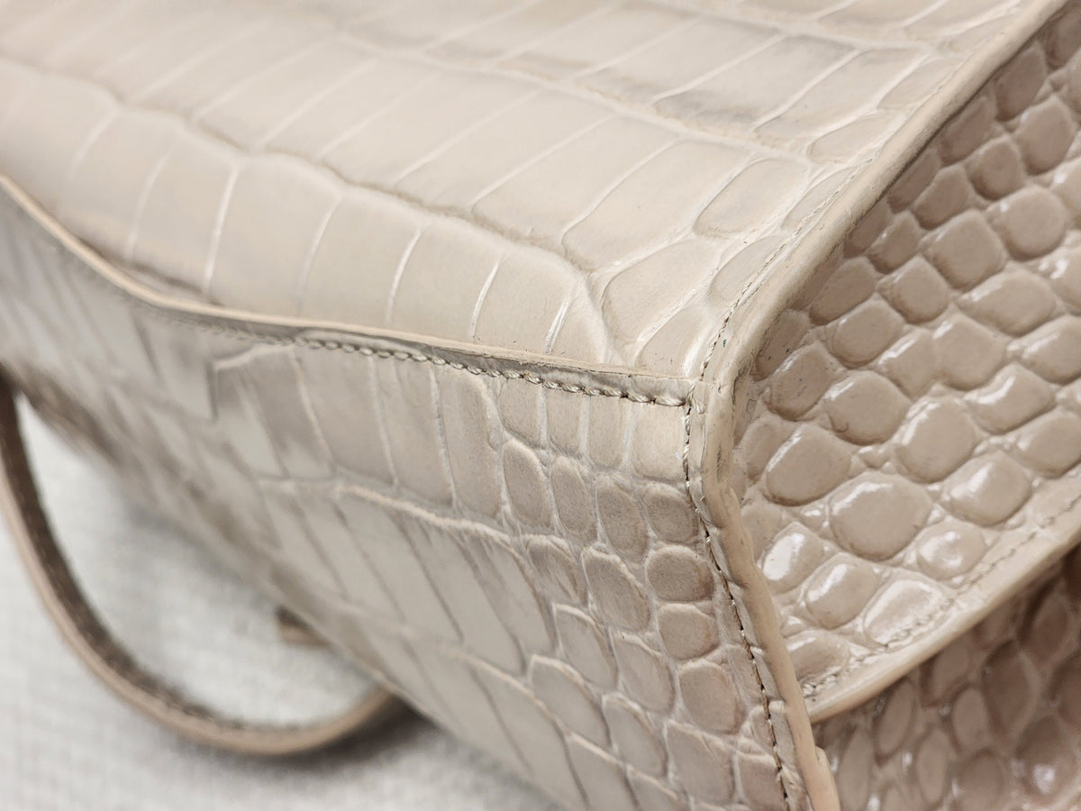 Balenciaga Nude Croc Embossed Neo Classic Mini City (GHW)