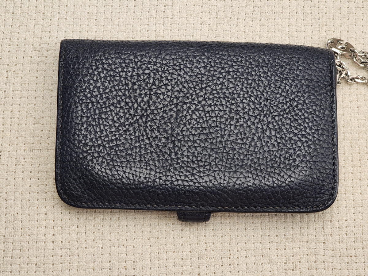 Hermes Dark Blue Dogon Card Case (PHW)