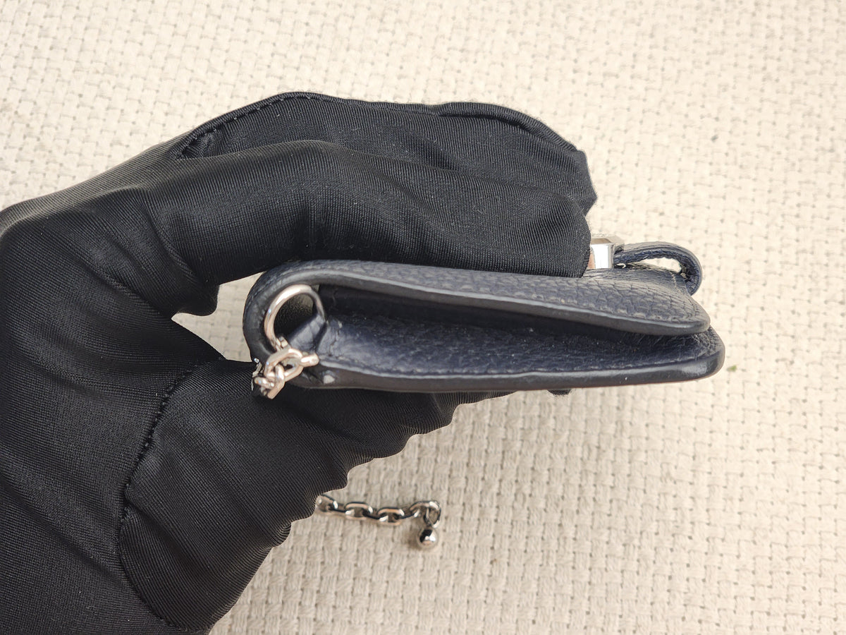 Hermes Dark Blue Dogon Card Case (PHW)