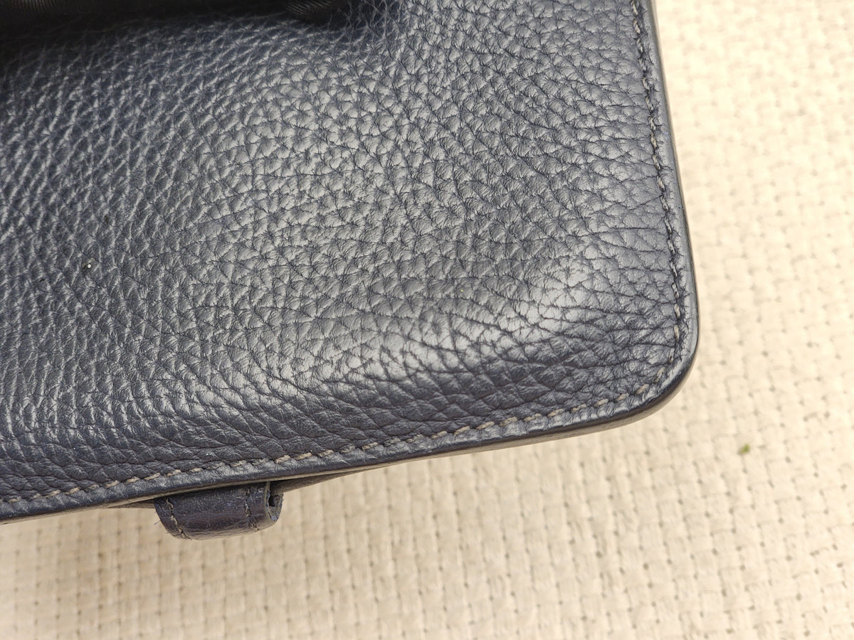 Hermes Dark Blue Dogon Card Case (PHW)