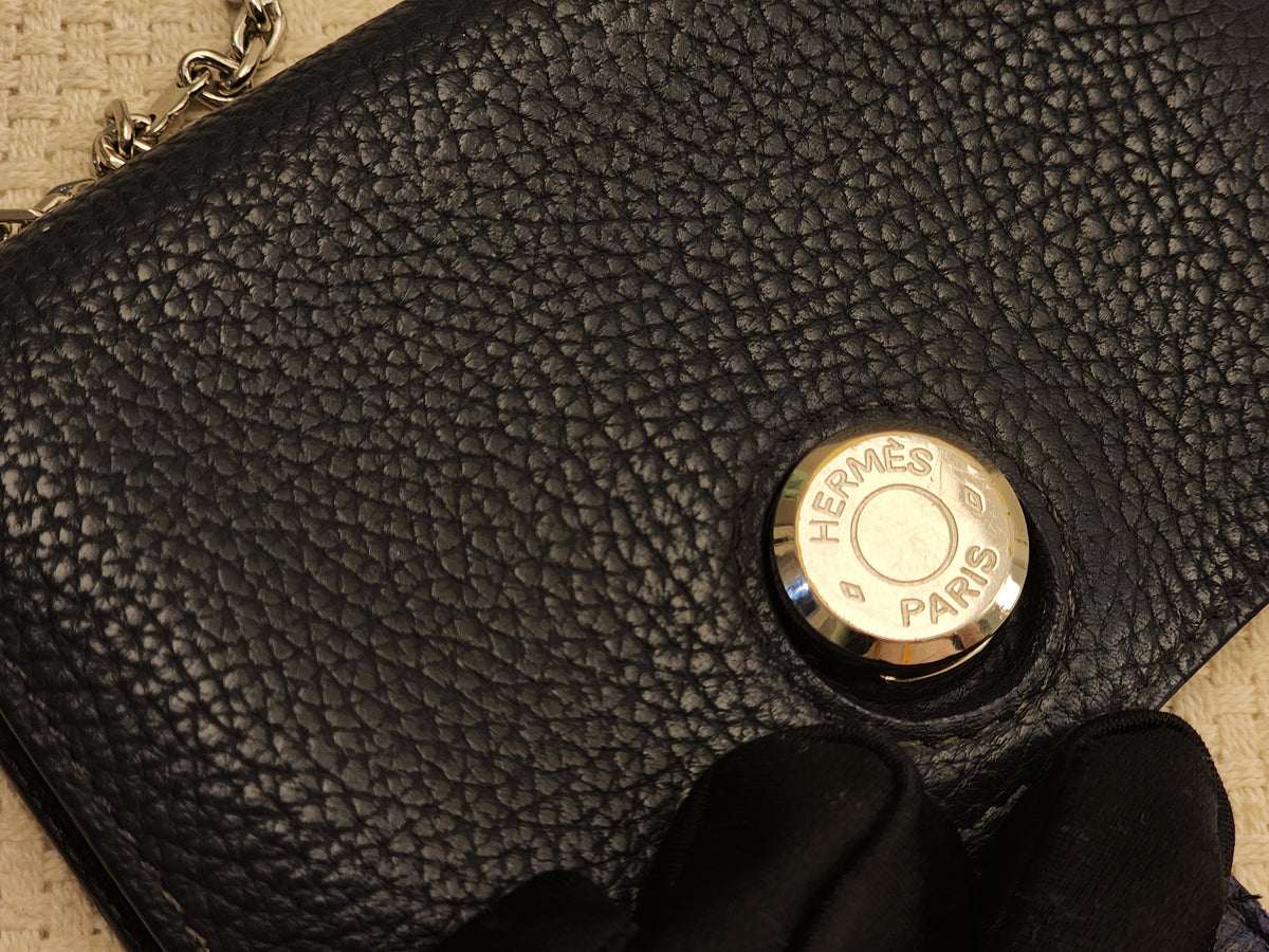 Hermes Dark Blue Dogon Card Case (PHW)