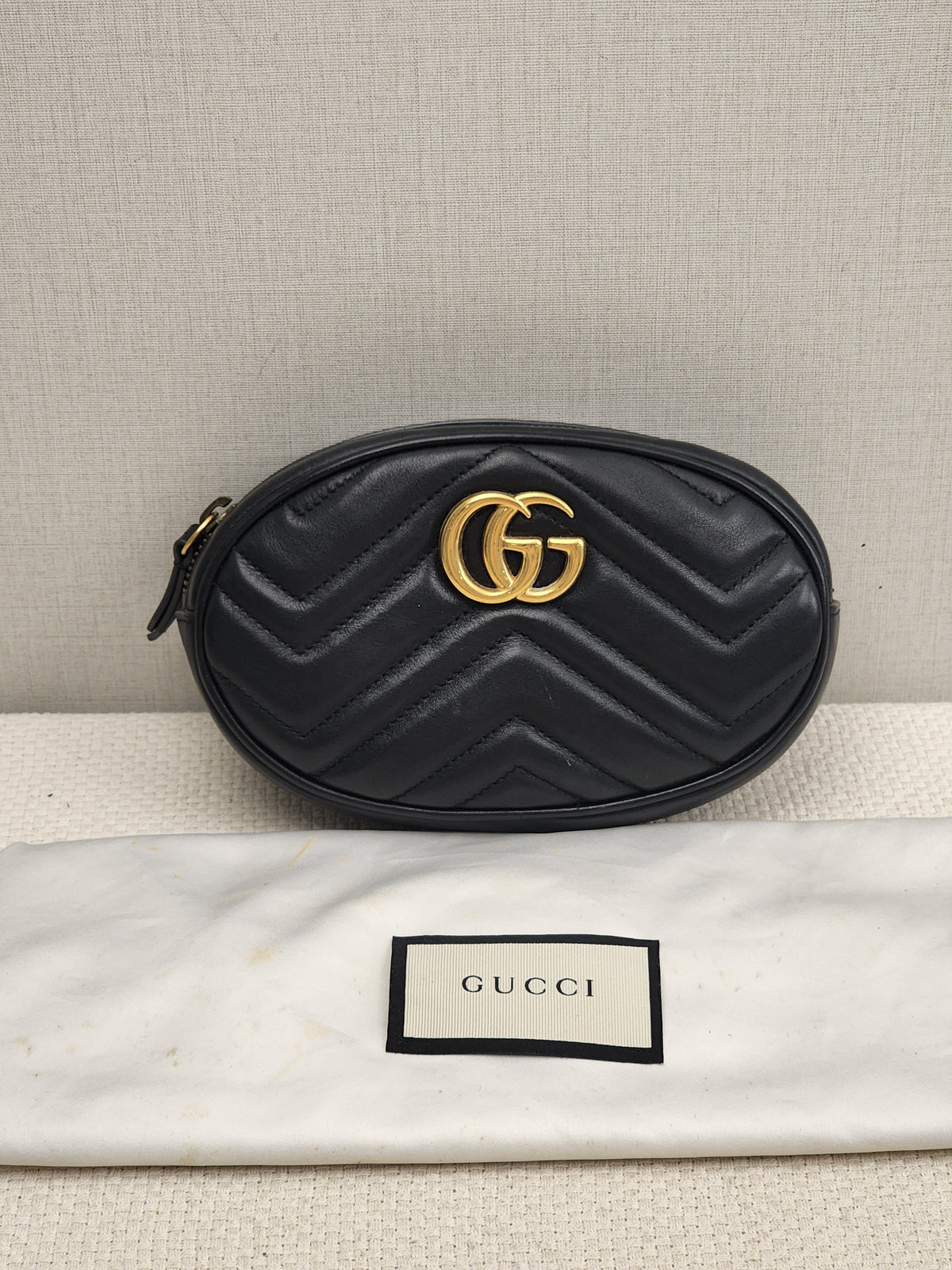 Gucci Black Marmont Oval Belt Bag