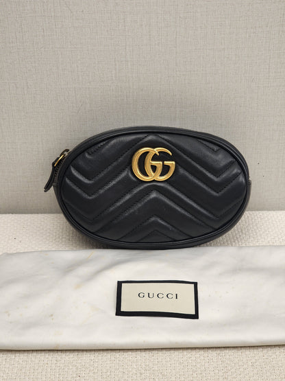 Gucci Black Marmont Oval Belt Bag