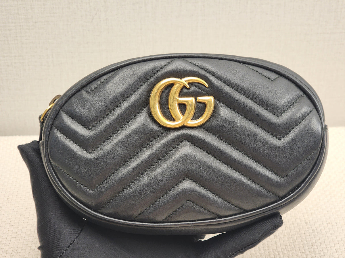 Gucci Black Marmont Oval Belt Bag