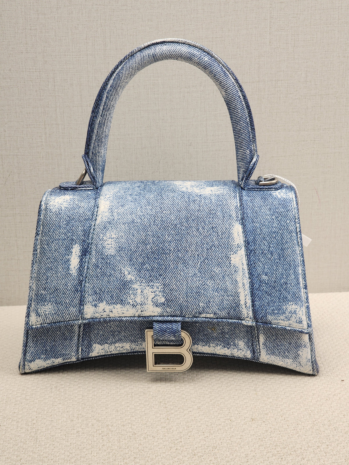 Balenciaga Nappa Denim Printed Small Hourglass Bag (SHW)