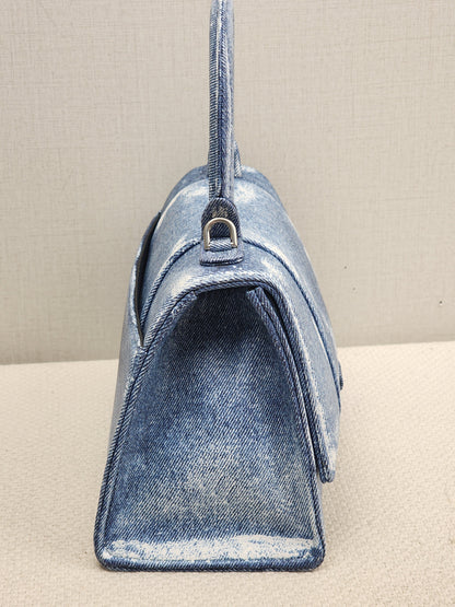 Balenciaga Nappa Denim Printed Small Hourglass Bag (SHW)