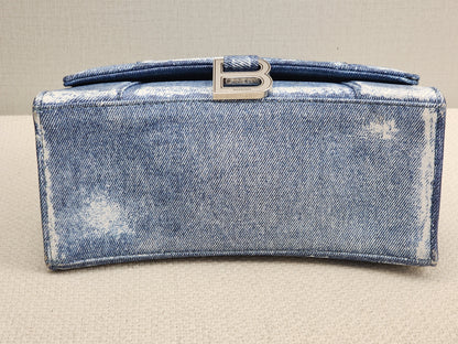 Balenciaga Nappa Denim Printed Small Hourglass Bag (SHW)