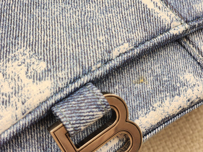 Balenciaga Nappa Denim Printed Small Hourglass Bag (SHW)