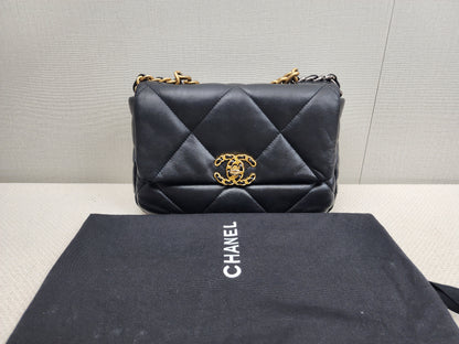 Chanel Black Small Lambskin 19 Flap (GHW)