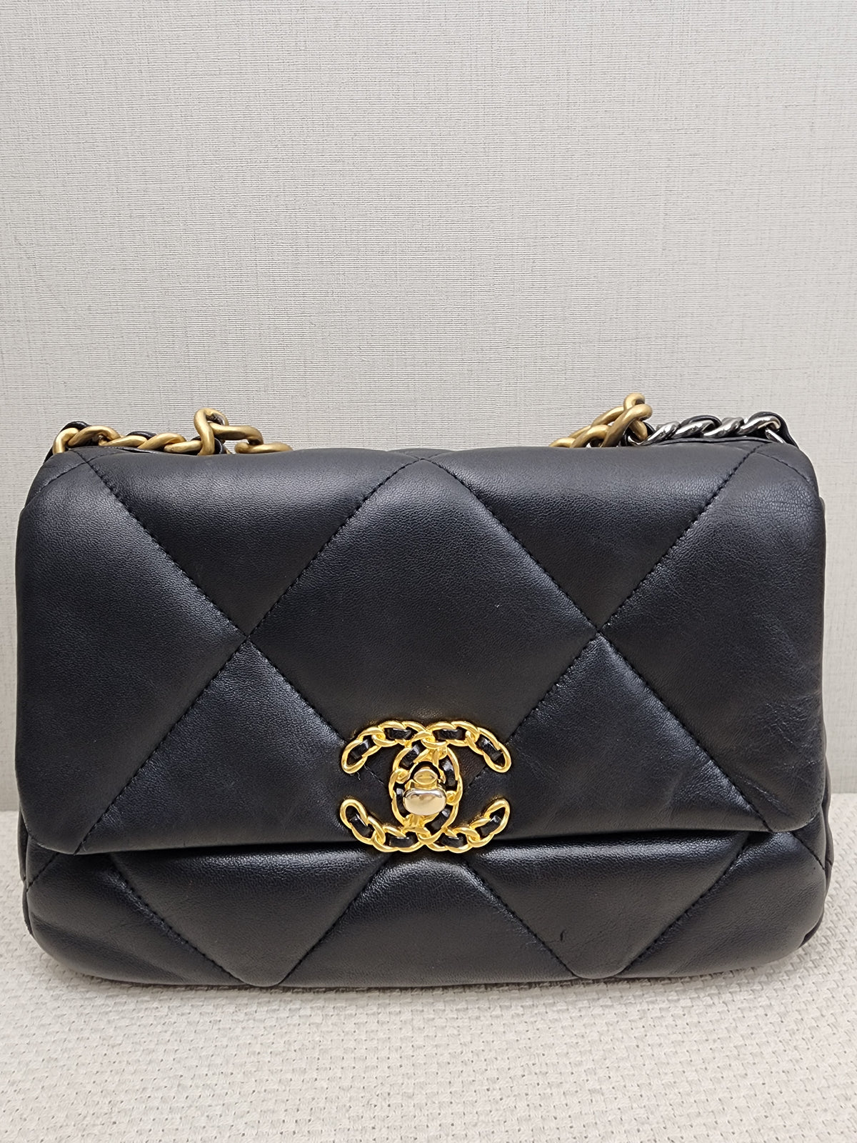 Chanel Black Small Lambskin 19 Flap (GHW)