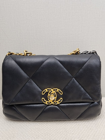 Chanel Black Small Lambskin 19 Flap (GHW)