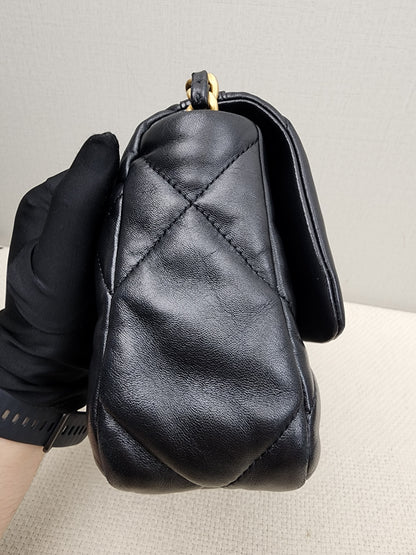 Chanel Black Small Lambskin 19 Flap (GHW)