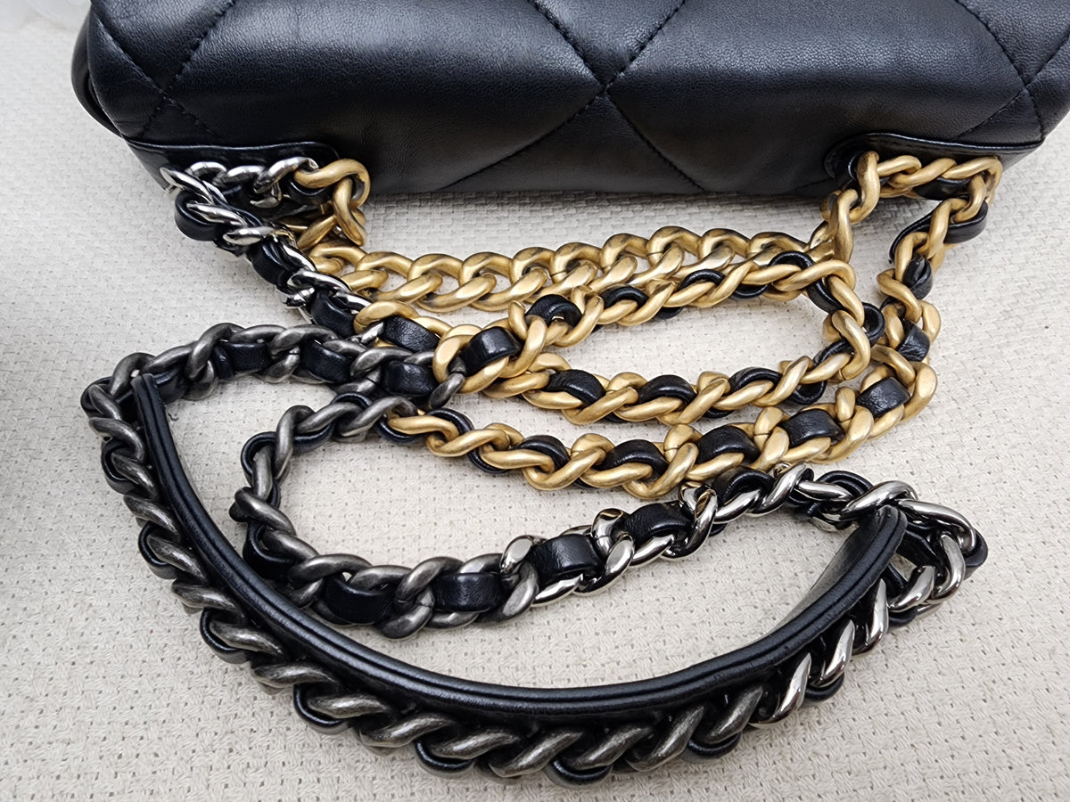 Chanel Black Small Lambskin 19 Flap (GHW)