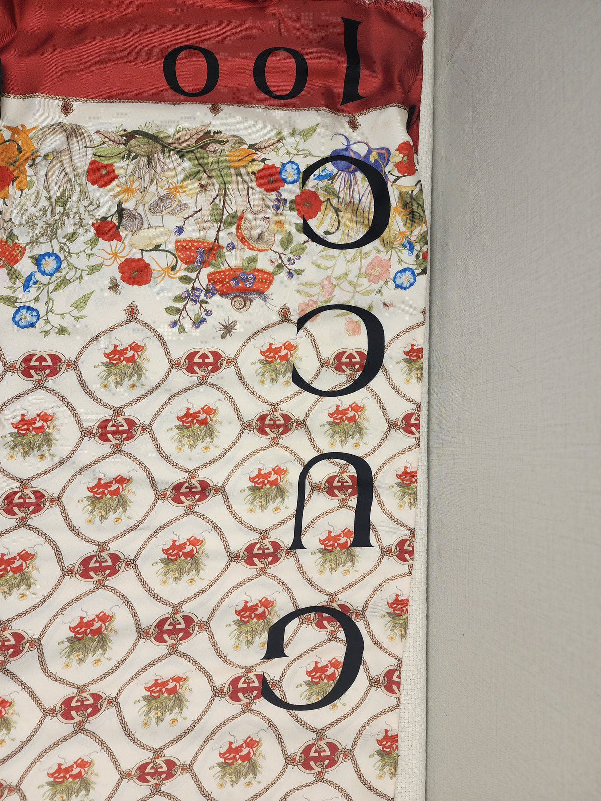 Gucci 100th Anniversary Silk Floral GG Stole 35 x 180cm
