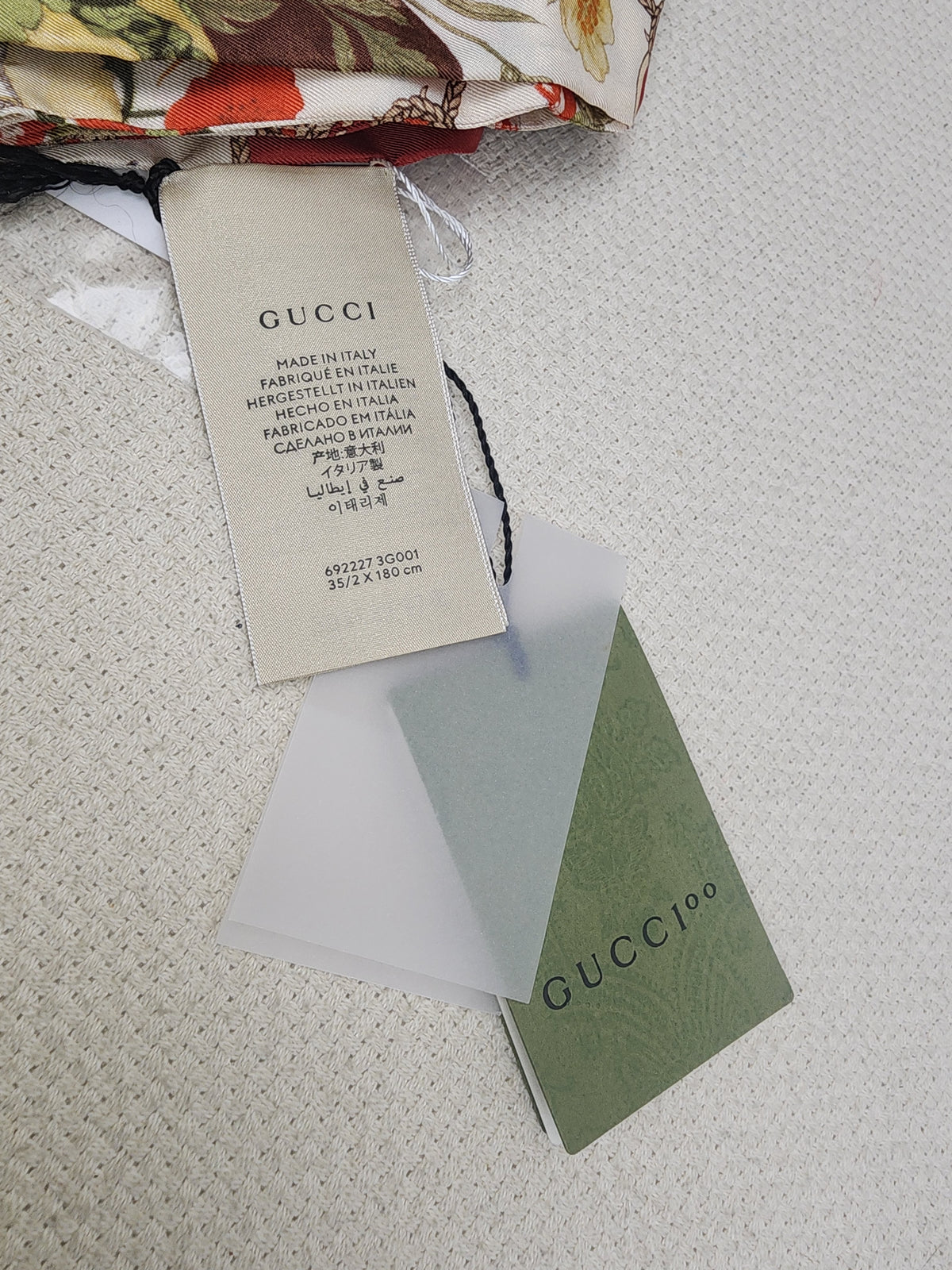 Gucci 100th Anniversary Silk Floral GG Stole 35 x 180cm