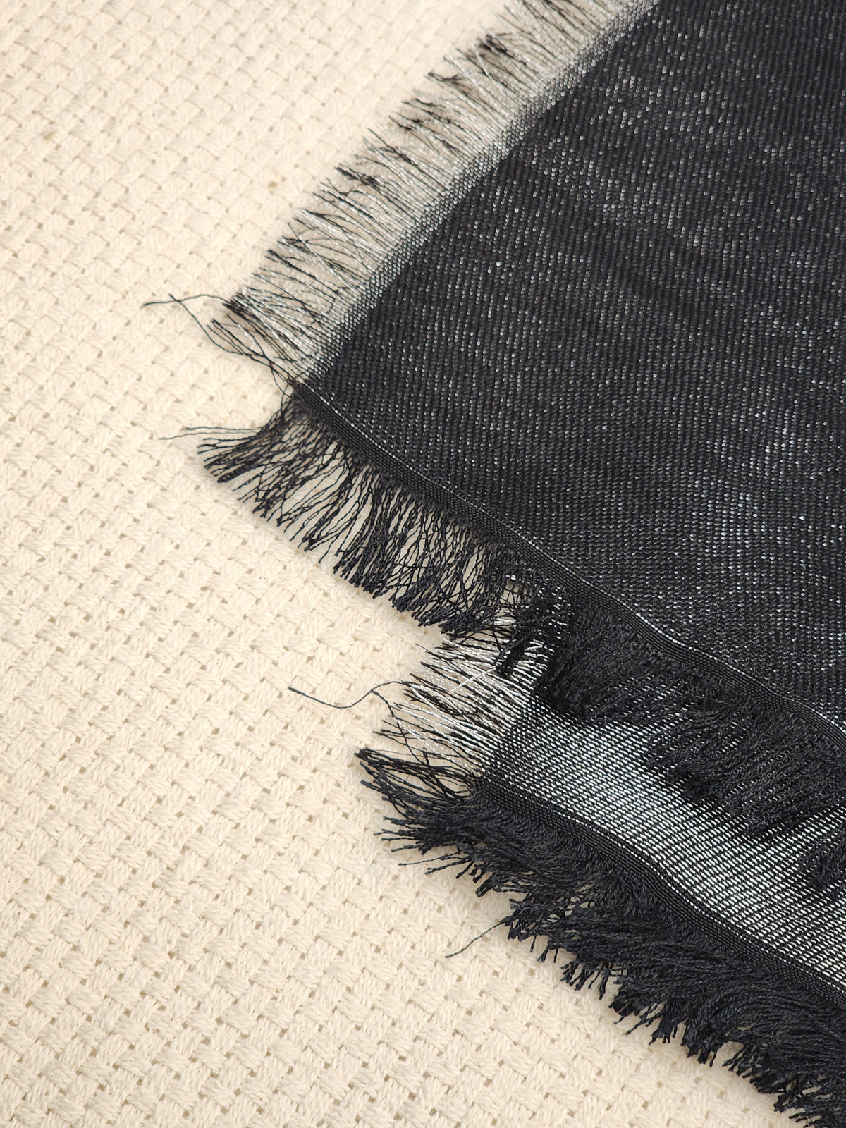 LV Black x Silver Monogram Shine Shawl Scarf