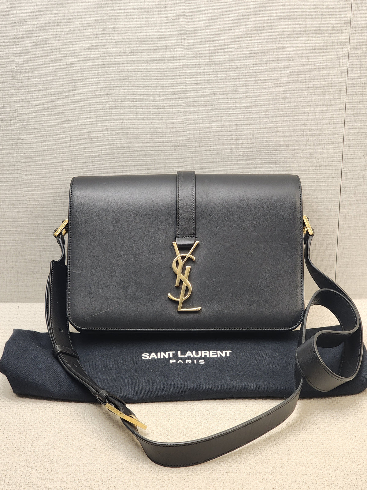 YSL Black Calfskin Medium Universite Bag (GHW)